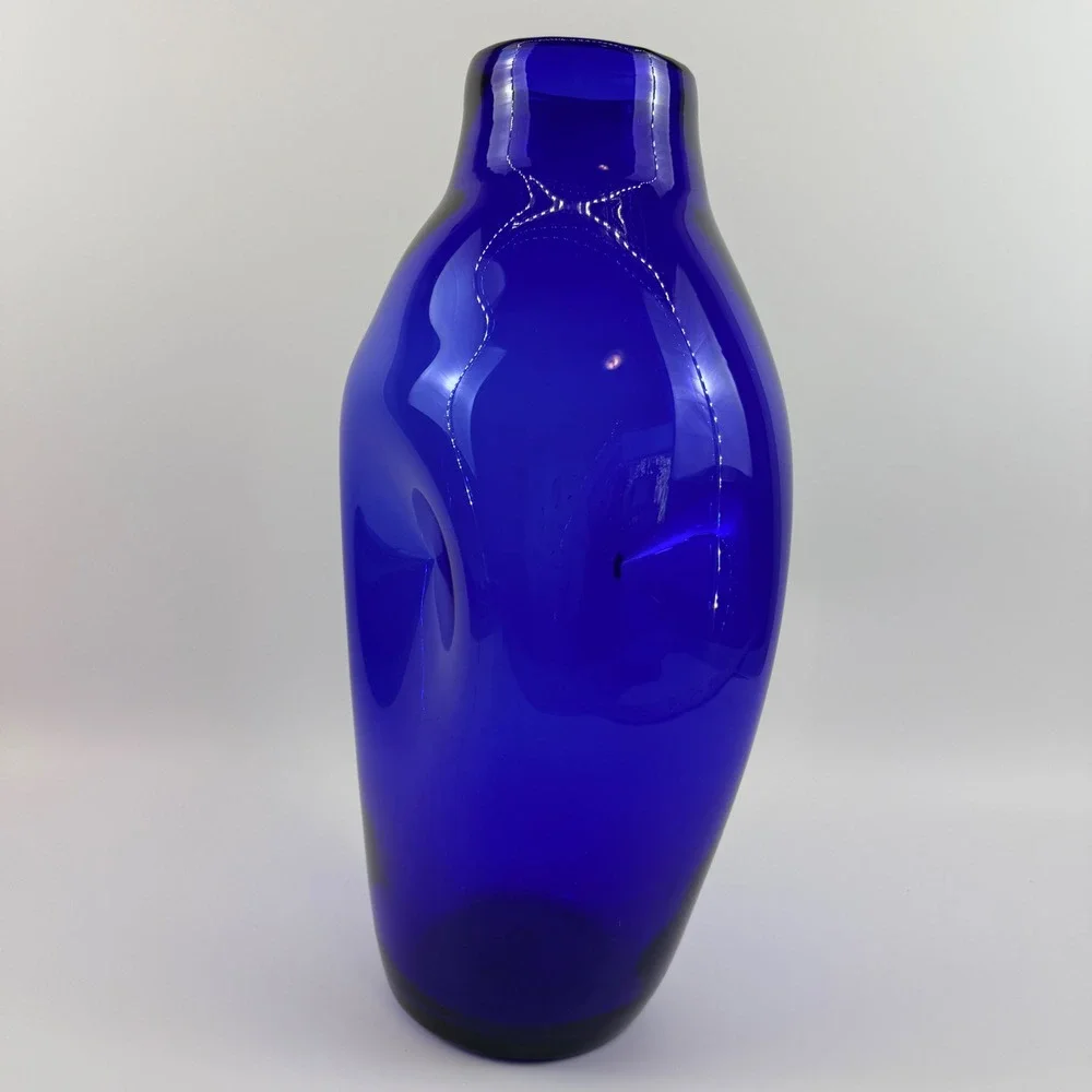 Vintage Blenko 921M Cobalt Blue Art Glass Vase Pre Designer Catalog Form